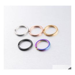 Key Rings 2X25Mm Rainbow Round Circle Gold Sier Color Keychains Metal Chain Ring Split Unisex Keyring Keyfob Holder Accessories Diy Dh5Hd