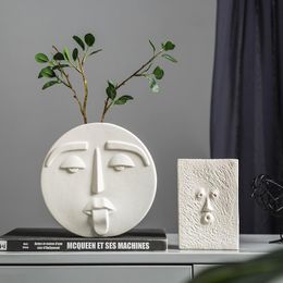 Vases Nordic Home Decoration Accessories White Ceramic Vase Living Room Decoracion Hogar Moderno Flower Decor
