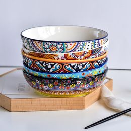 Bowls European Style Ceramic Tableware 8 Inch Shallow Bowl Domestic Soup Noodles Cover Water Creative Dish Salad B