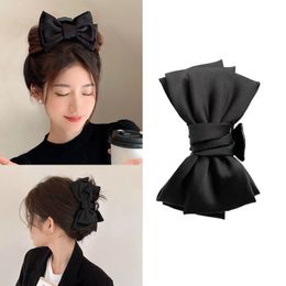 Princess Styling Large Bows Hair Claw Clips for Women Girls Elegant Two Sided Bowknot Hairpin Plastic Barrette Crab Headwear