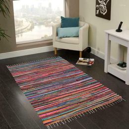Carpets Colorful Rug Cotton Handmade Chindi Rag Woven Floor Mat Carpet Bedroom Decor Rugs For Home Living Room