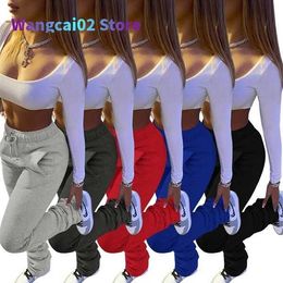 Women's Pants Capris New Winter Thick Clothing For Women Solid Color stacked Girls sweat Pants Women Cargo stacked Leggings Jogger Pants 022023H