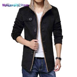 Men's Jackets DIMUSI Winter Mens Wool Jackets Casual Men Blends Fleece Warm Windbreaker Coats Mens Mid Long Stand Collar Jackets Clothing 022023H