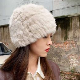 Beanies Beanie/Skull Caps Fashion Winter Women Hat Fur Warm Fluffy Girls Casual Plush Windproof Luxury Hats Gifts