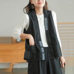 Women's Vests Spring Retro Outwear 2023 Girls Vintage Denim Vest Coats Women Casual Sleeveless Clothing Female Oversized Waistcoats 5889