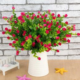 Decorative Flowers One Bouquet Mini Rose Artificial Flower Silk Home Decoration Floral For Wedding Party Decor 5 Color Fake