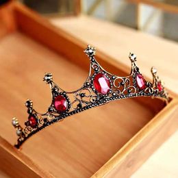 Tiaras Vintage Small Baroque Green Red Black White Crystal Tiaras Crowns for Women Girls Bride Wedding Hair Jewelry Accessories Z0220