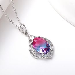 Pendant Necklaces Huitan Temperament Elegant Women Wedding Necklace Luxury Inlay Big Cubic Zirconia Anniversary Party Fashion Jewelry