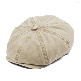 Sboy Hats VOBOOM Khaki Washed Cotton Cap Men Women 8 Panel Ivy Flat Caps Driver Baker Boy Hat Sun Protection Gatsby Beret 160
