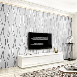 Wallpapers Curved Wave Vertical Stripe Wallpaper Modern Simple 3D Non-woven Bedroom Living Room TV Background Wall Roll