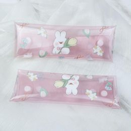 Cosmetic Bags Small Fresh Transparent Pencil Case Japanese Style School Box For Girls Cute Cartoon Student Bag Stationery