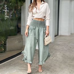 Womens Two Piece Pants Wefads Women Two Piece Set V Neck Sexy Solid Lapel Cutout Long Sleeve Shirt With Button Top Loose Wide Legs Casual Pants Sets 230220