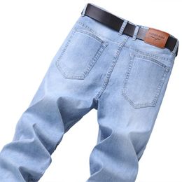 Men's Jeans 2023 Spring Summer Thin Light Blue Fashion Casual Stretch Slim-fit Cotton Denim Pants Male Brand Trousers