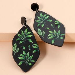 Dangle Earrings Leaf Resin Women Green Ear Ring Wholesale Big Statement Hanging Earring For 2023