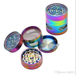 Smoking Pipes Creative Small Steel Ball Labyrinth Smoke Grinder with 4 Layers of Colourful Zinc Alloy Material with 50 mm Diameter