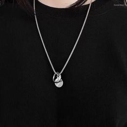 Pendant Necklaces 2023 Aesthetic Harajuku Emo Geometric Circle Ring Men Necklace E Girl Indie Boy Collar Goth Accessories Grunge Jewelry