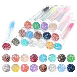 Diamond Eyebrow Brush Tube Disposable Eyelash Brush Reusable Crystal Lash Brush Replaceable Dust-proof Sparkling Bling