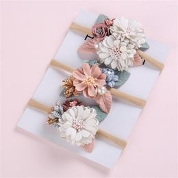 Hair Accessories Baby Girl Floral Headbands Set 3Pcs Crown Flower Elastic Band Bows Wraps Born Toddler Infant Kids