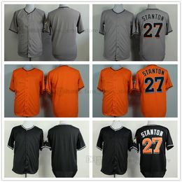 Movie Baseball Jerseys 27 Mike Stanton Gray Flexbase Blank Stitched Breathable Sport Sale High Quality