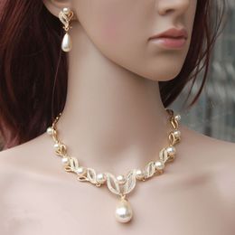 Wedding Jewelry Sets Wedding Accessories Bride Jewelry Sets Earring Necklace Jewelri Set With Pearl For Women Acero Inoxidable Joyeria Mujer 230217