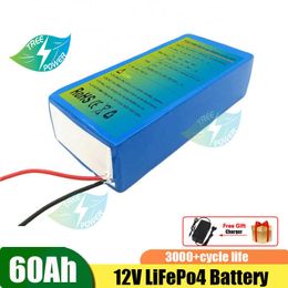 12V 60Ah Lifepo4 battery lithium with 80A BMS for inverter solar panel scooter backup power boat light