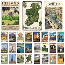 Vintage Landscape Ireland City Tin Sign Dublin Metal Signs Retro Metal Plate Decorative Plaque for Home Club Wall Personalised Decoration Gift size 30X20CM w02
