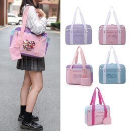 School Bags Japanese Preppy Style JK Pink Uniform Shoulder For Women Girls oxford Large Capacity Casual Luggage Handbags Tote 230220
