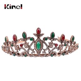 Tiaras Kinel Vintage Women Bridal Crystal Tiara Crown Head Jewellery Princess Queen Turkish Wedding Hair Accessories Flower Hairwear Z0220