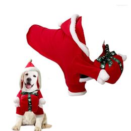 Dog Apparel Christmas Costume Pet Cosplay Clothes Santa Claus Outfit With Sticky Buckle Winter Party For Puppies