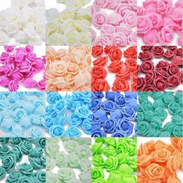 Decorative Flowers Wreaths 20Pcs/lot Artificial Flowers Foam Rose Flower Head Home Handmade Bouquet Wedding Party Decoration DIY Garland Decor Supplies T230217