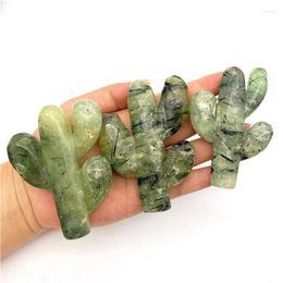 Decorative Figurines Beautiful 1PC Natural Prehnite Carved Crystal Cactus Figurine Healing Crystals Feng Shui Room Decor Quartz