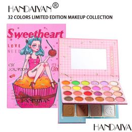 Eye Shadow Handaiyan 32 Colours Eyeshadow Blush Powder Makeup Pallete Face Contour Highlighter Blusher Cosmetics Drop Delivery Health Dhkmd