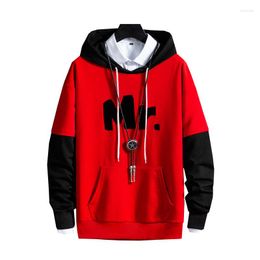 Men's Hoodies Cool Sweatshirt Men Hip Patchwork Long Sleeve Pullover Contrast High Quality