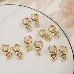 Hoop Earrings & Huggie Love Heart Colourful Zircon Fashion Women CZ Unique Deaign Dangle For GirlsHoop Indu22