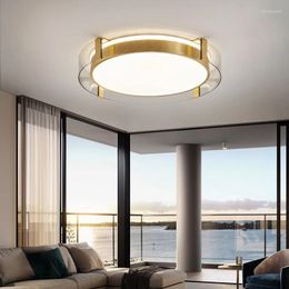 Ceiling Lights Nordic All Copper Ring Glass Living Room Rectangular Bedroom Lamp Luxury Post Modern Study Lamps Fixtures