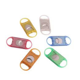 Portable Plastic Blade Pocket Cigar Cutter Round Tip Cigar Knife Scissors Shears Plastic Handles Smoking Tool Cigar Accessories 5 Colors FY3411 bb0220