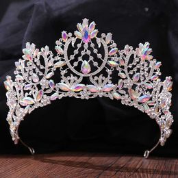 Tiaras KMVEXO Baroque Wedding Headband Crystal AB Bridal Crowns Tiaras Hair Jewellery Accessories Women Rhinestone Headwear Queen Diadem Z0220