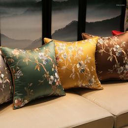 Pillow Chinese Style Rose Pattern Silk Cover Coffee Lack Blue Pillowcases Luxury Birds Flowers