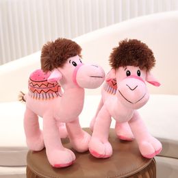 28CM Cute Simulation Camel Plush Toy Stuffed Soft Lifelike Pink Camel Pillow Doll Toys for Kids Girls Birthday Xmas Gift Decor LA522