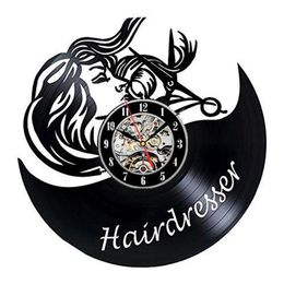 Настенные часы для волос персонализированные название часы пользовательские логотип записи парикмахерской ретро