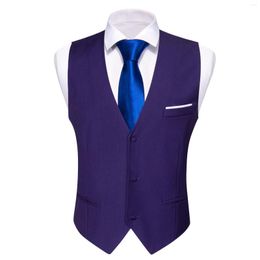 Men's Vests Men Silk Vest Necktie Sets Classic Plum Purple Slim Fit V-Neck Waistcoat Leisure Party Business Designer Barry.Wang DM-2432