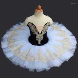 Stage Wear 2023 Black Professional Ballet Tutu White Swan Lake Costume Pancake Girls Children Dress Kids