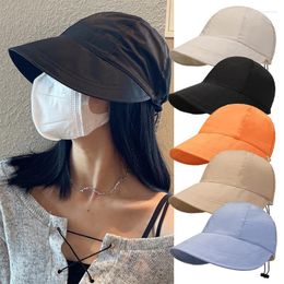 Wide Brim Hats Foldable Sun Hat Adjustable Baseball Caps For Women Summer Beach Quick Drying Visors Drawstring Fisherman Cap