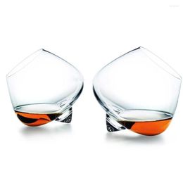 Wine Glasses 250ml Whiskey Glass Rotating High Belly Cocktail Drinking Cup Tumbler Down Bar KTV Club