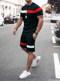 Men's Tracksuits Summer Tracksuit For Men 2 Piece Outfit Male Clothing Short Sleeve T Shirt Oversized Casual Solid Color Clothes Shorts Set