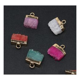 Charms Irregar Cluster Druzy Drusy Quartz Healing Reiki Crystal Pendant Diy Necklace Earrings Women Fashion Jewellery Finding Hjewelry Dhipr