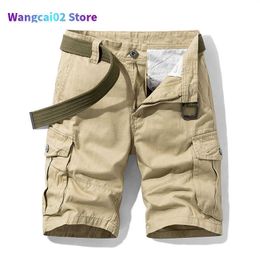 Men's Shorts Men's Shorts Summer Baggy Multi Pocket Military Cargo Male Cotton Khaki Mens Tactical Short Pants 30-38 No Belt 022023H