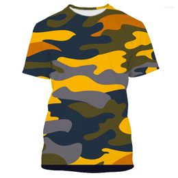Men's T Shirts Jumeast 3D Yellow Urban Camouflage Printed T-shirty Casual T-shirts Man Oversized Baggy Short Sleeve Sports Sportswear