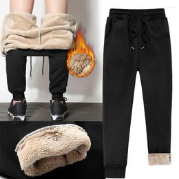 Men's Pants Men's Winter Warm Thickened Mid Waist Trousers Casual Thermal Sports Pocket Men Autumn Bottoms