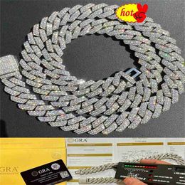 necklace moissanite chain Designer Jewelry Custom Pass Diamond Tester Vvs Moissanite Cuban Chain Necklace Iced Out Hip Hop 925 Silver Cuban Link Chain